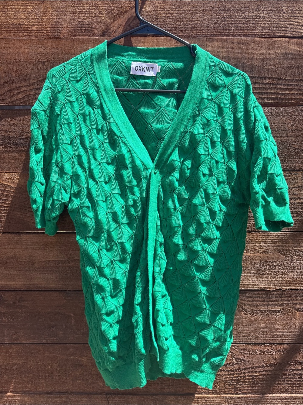 OXKNIT Men's Green Textured Short-Sleeve Button-Down Shirt